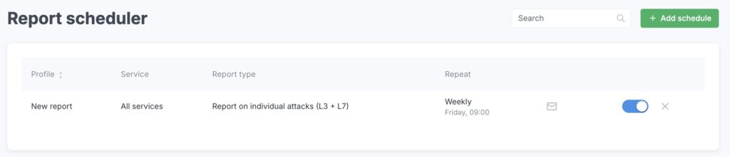 StormWall's Report Scheduler - Report view