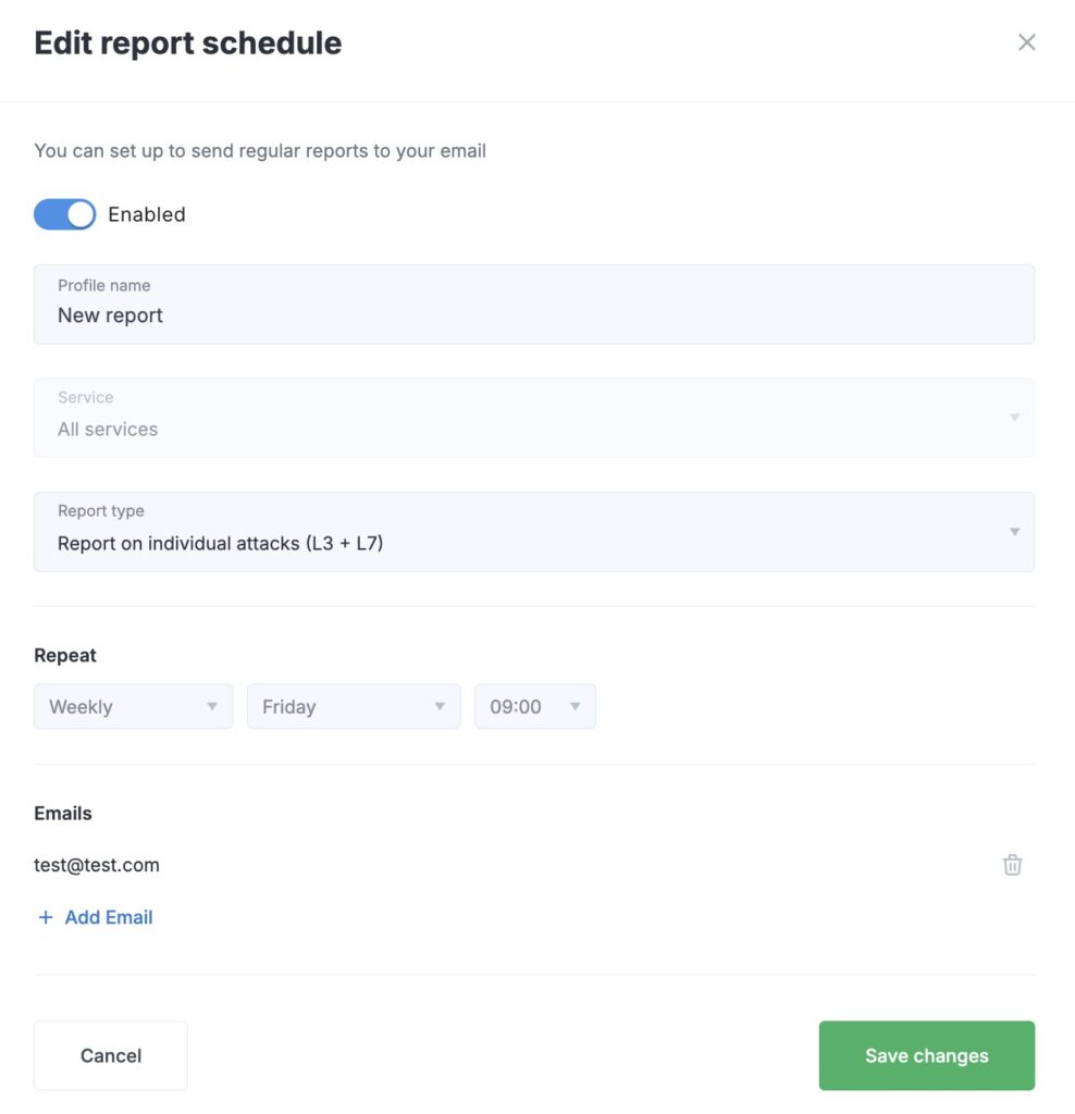 StormWall's Report Scheduler _ Edit report schedule
