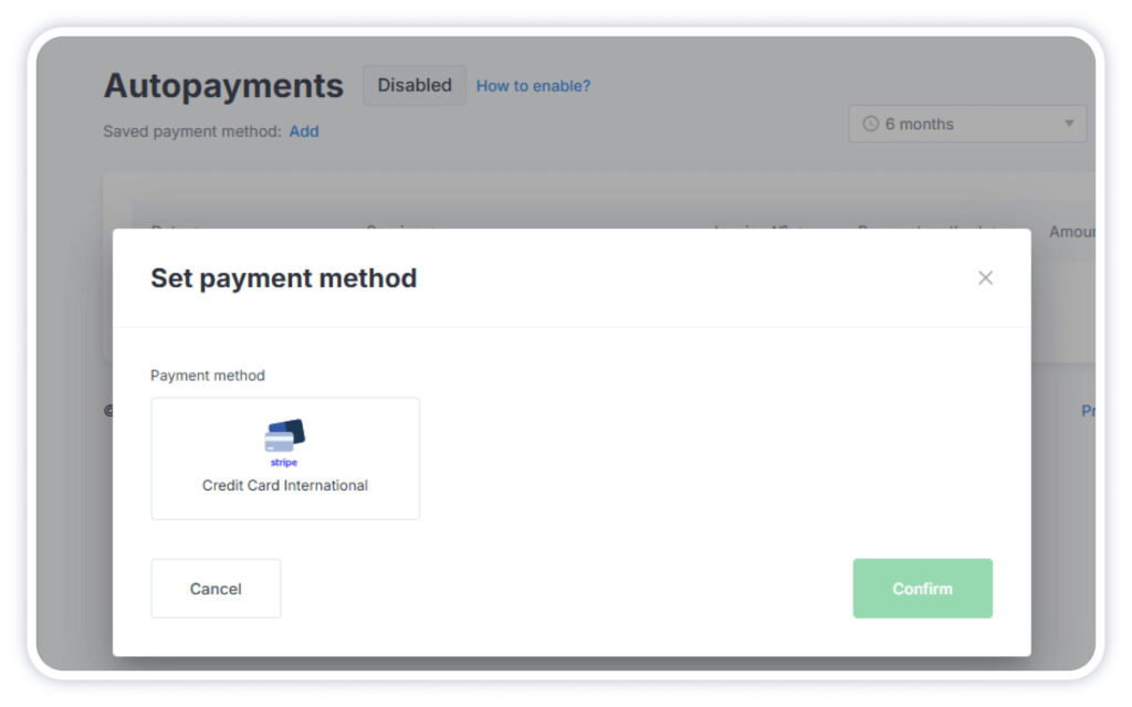 You can set a Payment Method