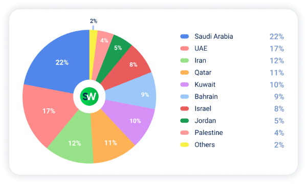DDoS attacks by country in MENA in 2025